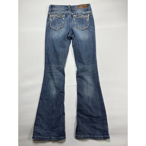 Grace in L.A. Youth Girls Embellished Pocket Flare Denim Jeans - Size 10 (22x28) - Picture 2 of 6